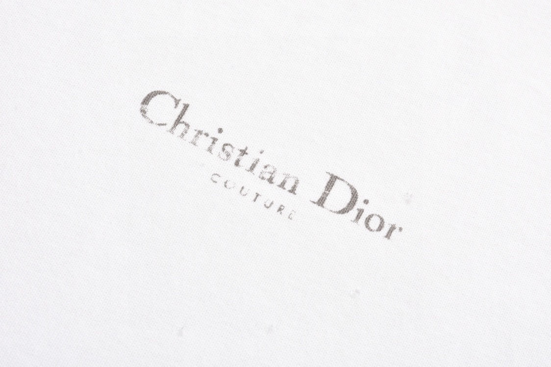 DIOR 迪奥 FW23 Logo字母印花破洞纯色 圆领 T恤 短袖 夏季 男女同款 白色 343J636A0849-C088