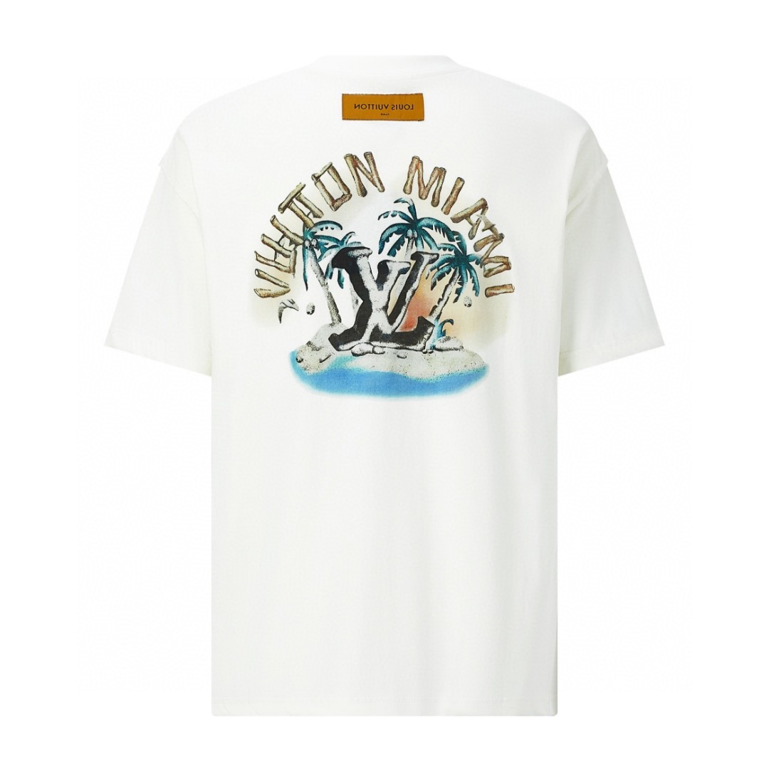 LOUIS VUITTON 路易威登 迈阿密限定 椰树印花 短袖 圆领 T 恤 上衣 夏款 男女同款 白色 