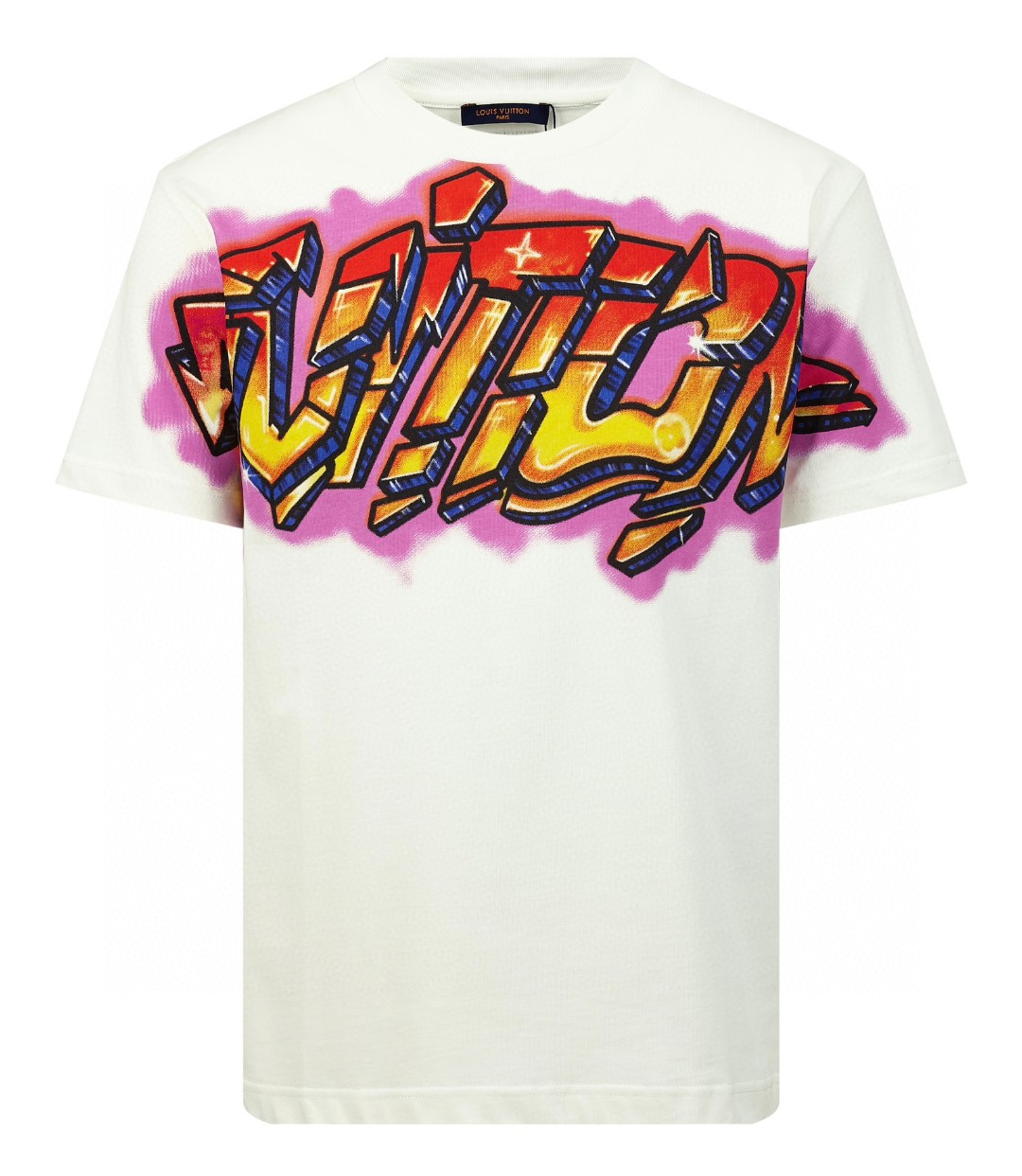 LOUIS VUITTON 路易威登 火焰字母logo涂鸦印花 短袖 圆领 T 恤 上衣 夏款 男女同款 白色 1A9T6P