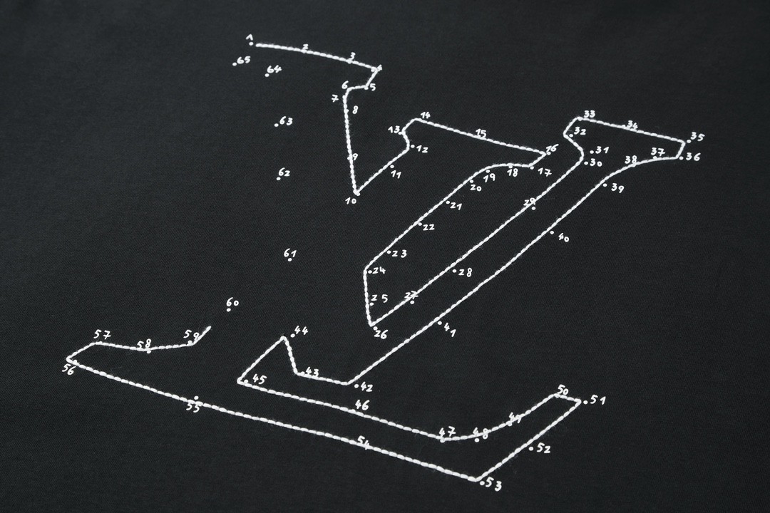 LOUIS VUITTON 路易威登 SS22 针脚印花刺绣 短袖 圆领 T 恤 上衣 夏款 男女同款 黑色 1A83R1