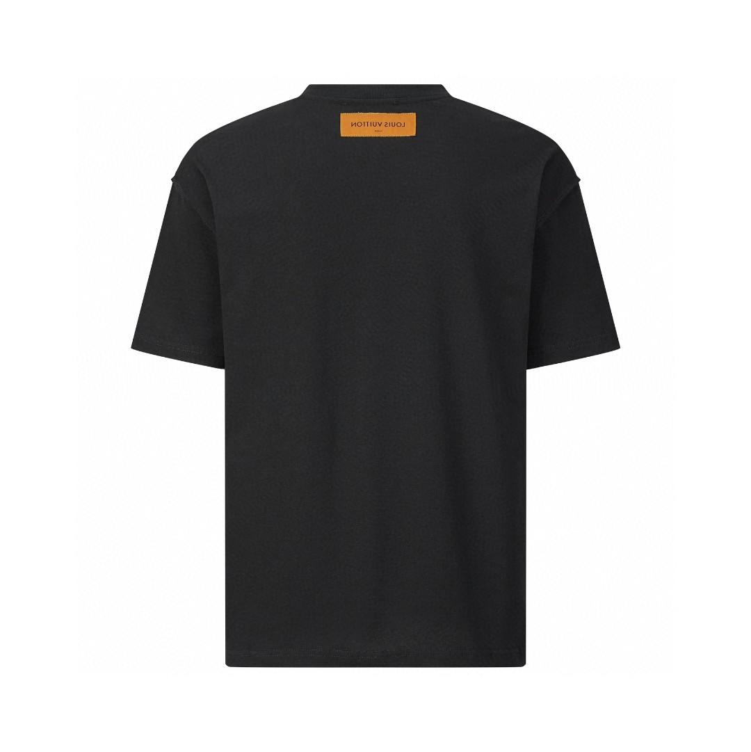 LOUIS VUITTON 路易威登 SS22 针脚印花刺绣 短袖 圆领 T 恤 上衣 夏款 男女同款 黑色 1A83R1