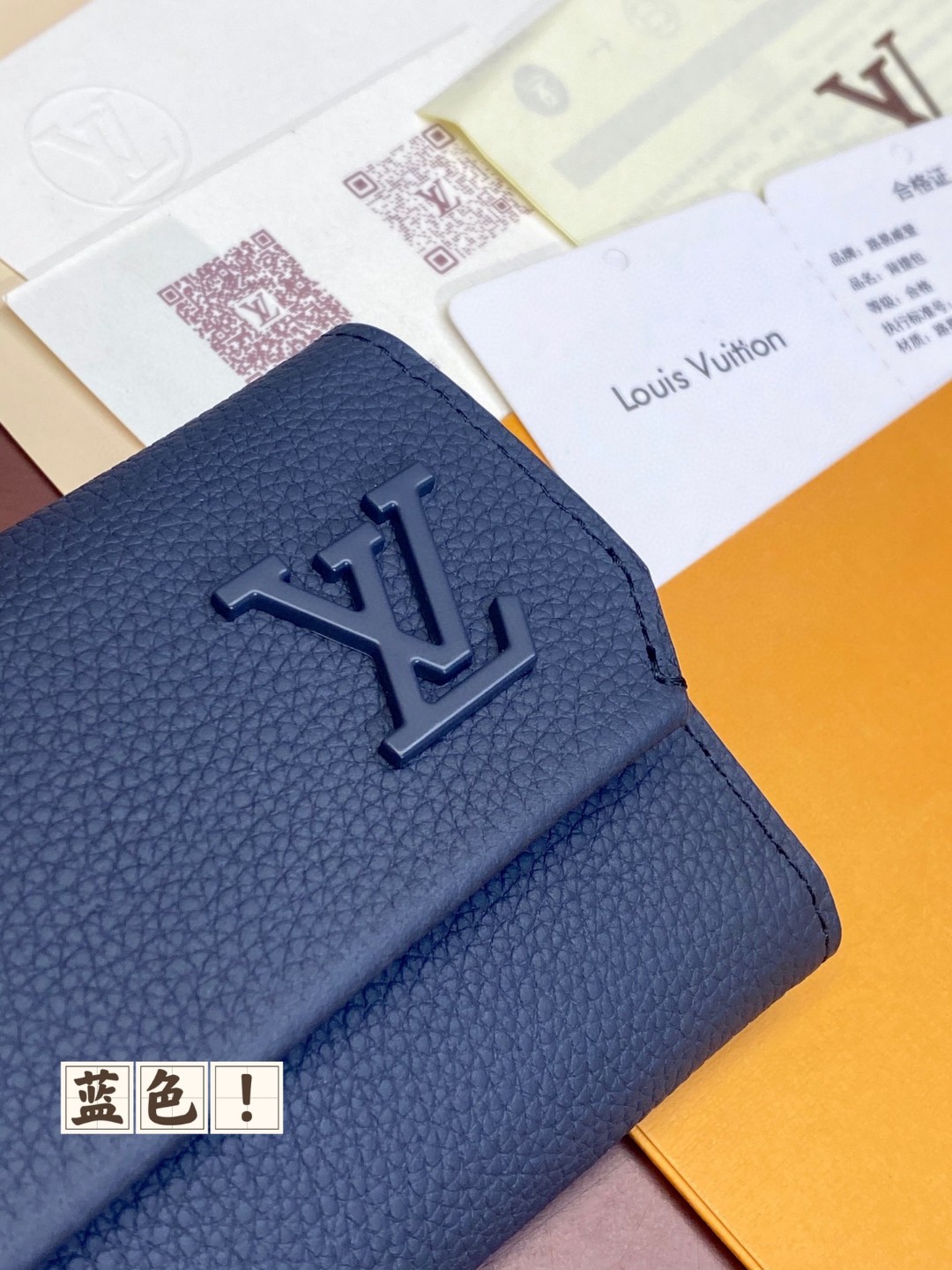 LOUIS VUITTON 路易威登 Portefeuil Pilot 金属字母徽标翻盖拉链开合牛皮革 钱夹 钱包 蓝色 M82410