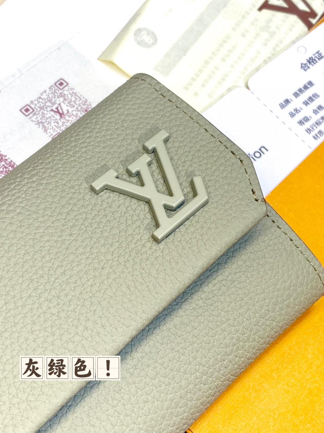 LOUIS VUITTON 路易威登 Portefeuil Pilot 金属字母徽标翻盖拉链开合牛皮革 钱夹 钱包 灰绿色 M82410