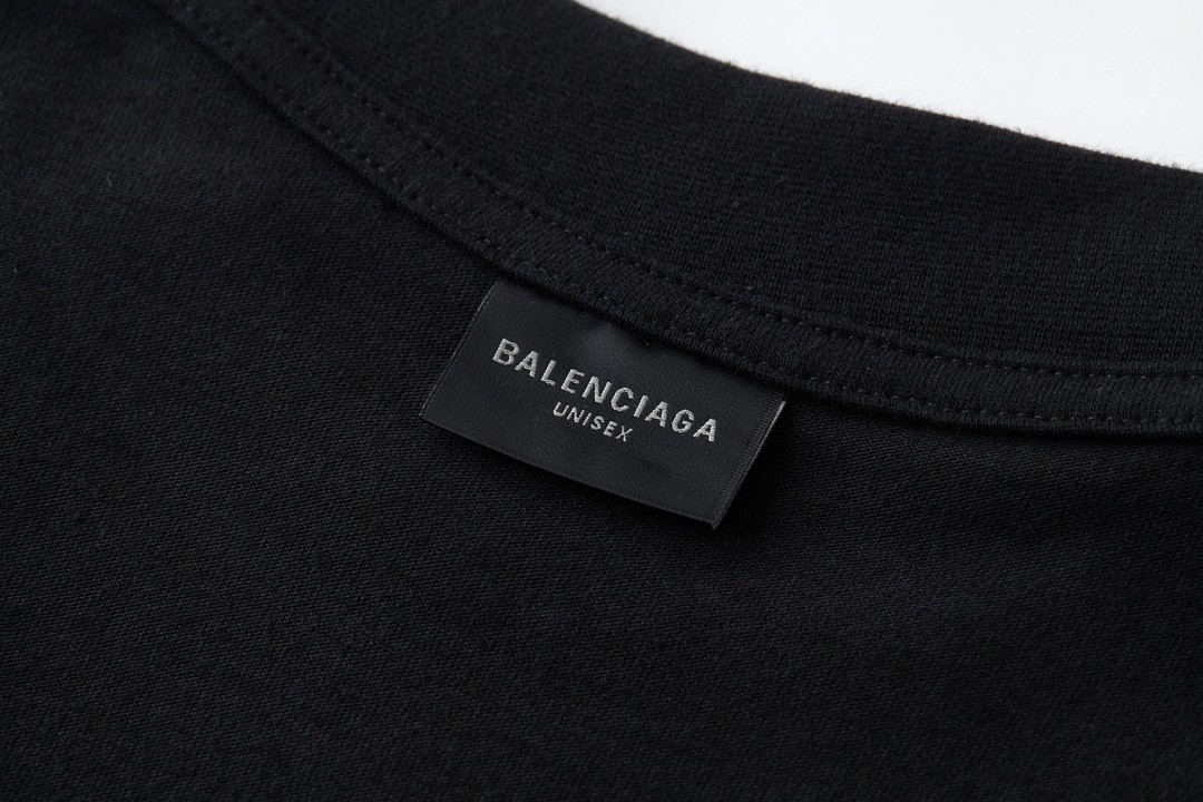 Balenciaga 巴黎世家 模糊溶解字母Logo印花 圆领 短袖 T恤 夏季 黑色 764235TQVI51569