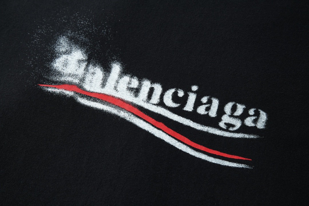 Balenciaga 巴黎世家 模糊溶解字母Logo印花 圆领 短袖 T恤 夏季 黑色 764235TQVI51569