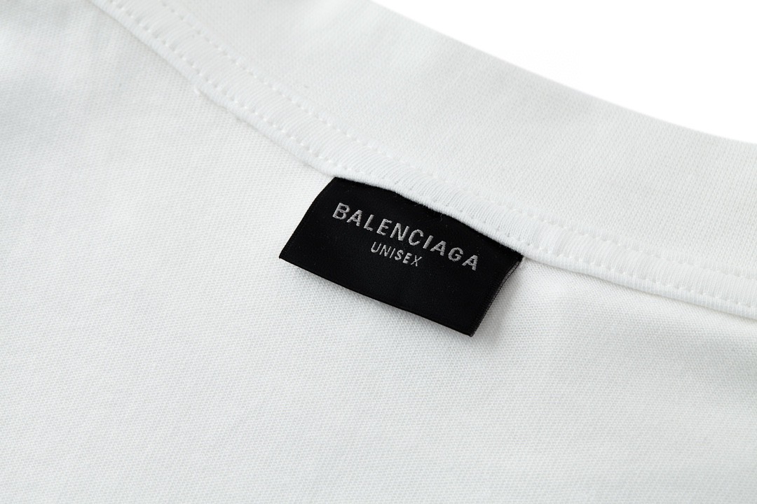 Balenciaga 巴黎世家 模糊溶解字母Logo印花 圆领 短袖 T恤 夏季 白色 764235TQVI59784