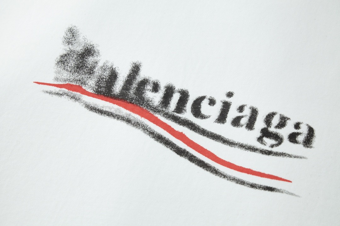 Balenciaga 巴黎世家 模糊溶解字母Logo印花 圆领 短袖 T恤 夏季 白色 764235TQVI59784