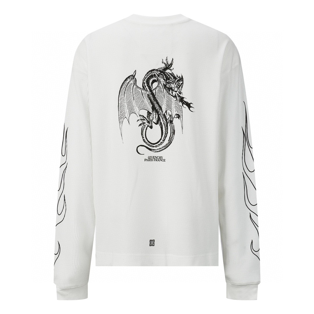 Givenchy 纪梵希 龙年限定 图案刺绣 华夫格卫衣 套头 长袖 秋冬款 白色 