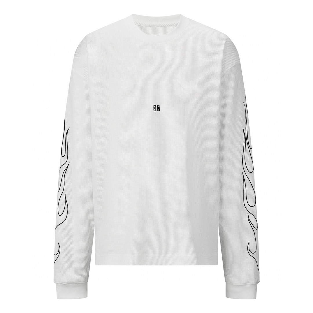 Givenchy 纪梵希 龙年限定 图案刺绣 华夫格卫衣 套头 长袖 秋冬款 白色 