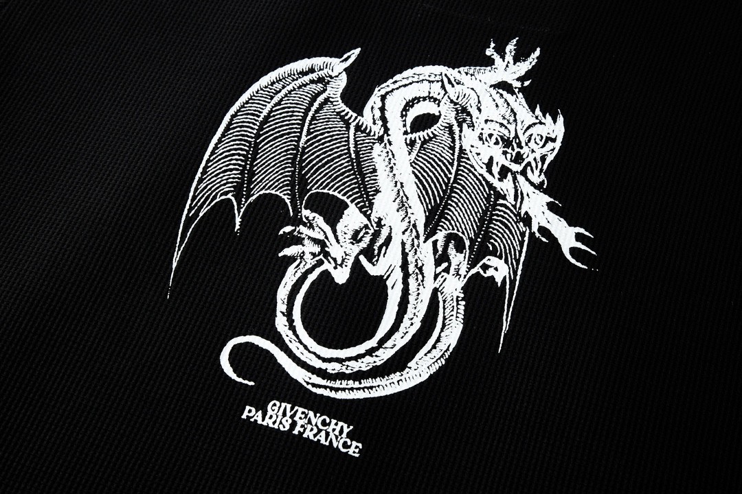 Givenchy 纪梵希 龙年限定 图案刺绣 华夫格卫衣 套头 长袖 秋冬款 黑色 BM71KP3YHT-001