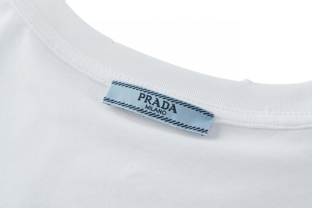 PRADA 普拉达 假日系列 纯色徽标烫钻 圆领 短袖 T恤 白色 3572AR-12GW-F0009-S-212