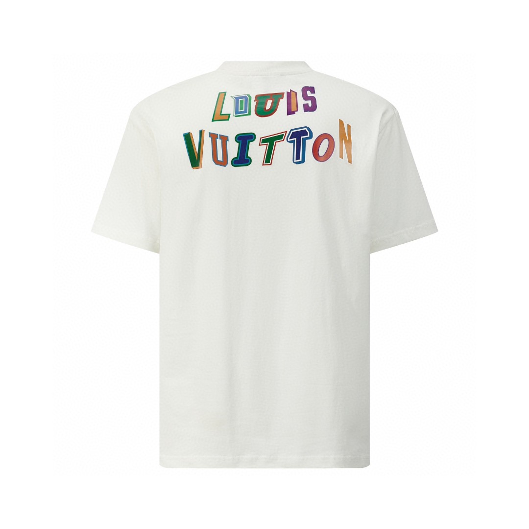 LOUIS VUITTON 路易威登 NBA 联名款 Logo字母印花 短袖 圆领 T 恤 上衣 夏款 白色 1A8X8R