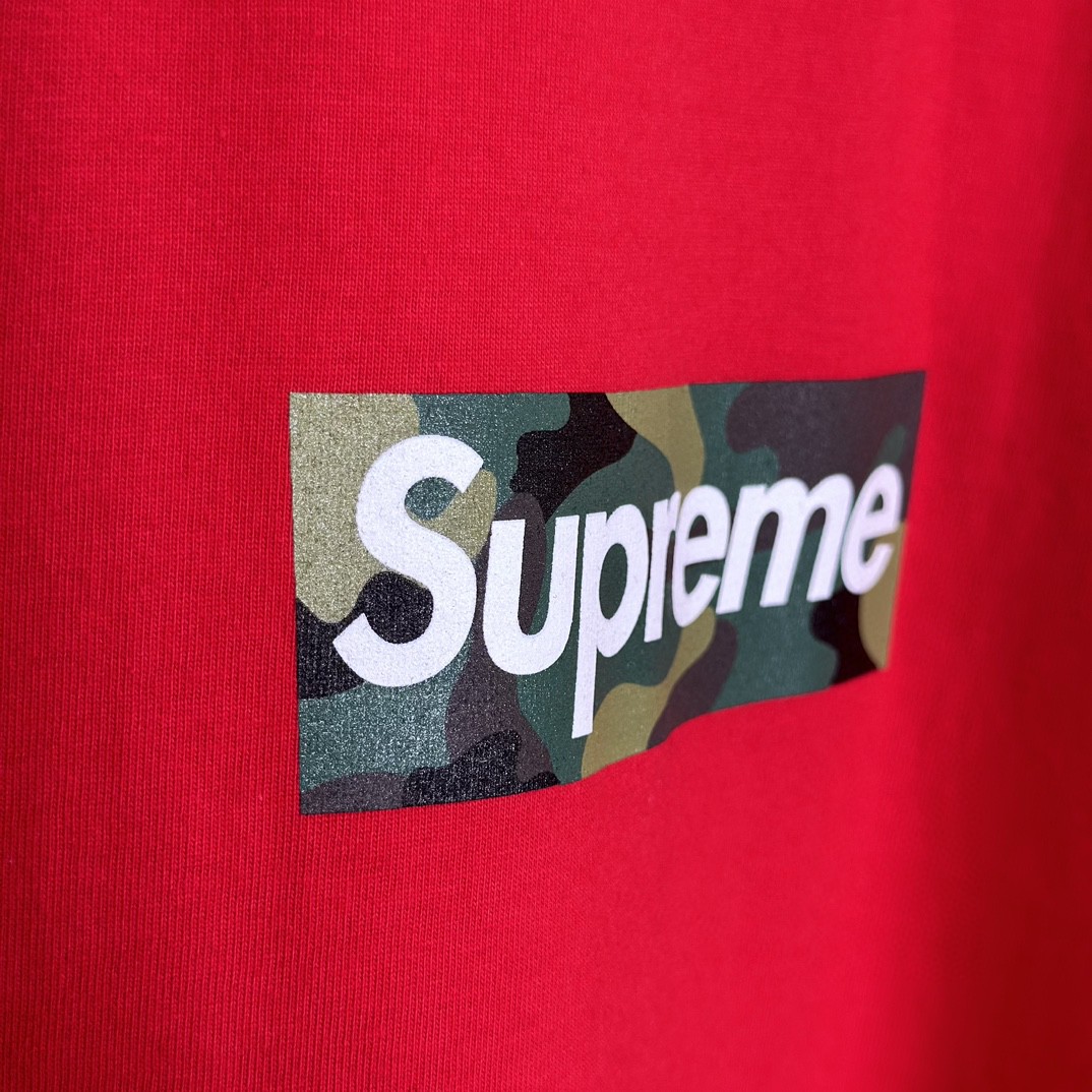Supreme WEEK17 BOX LOGO TEE 迷彩字母印花 圆领 短袖 T恤 男女同款 红色 SUP-FW23-245
