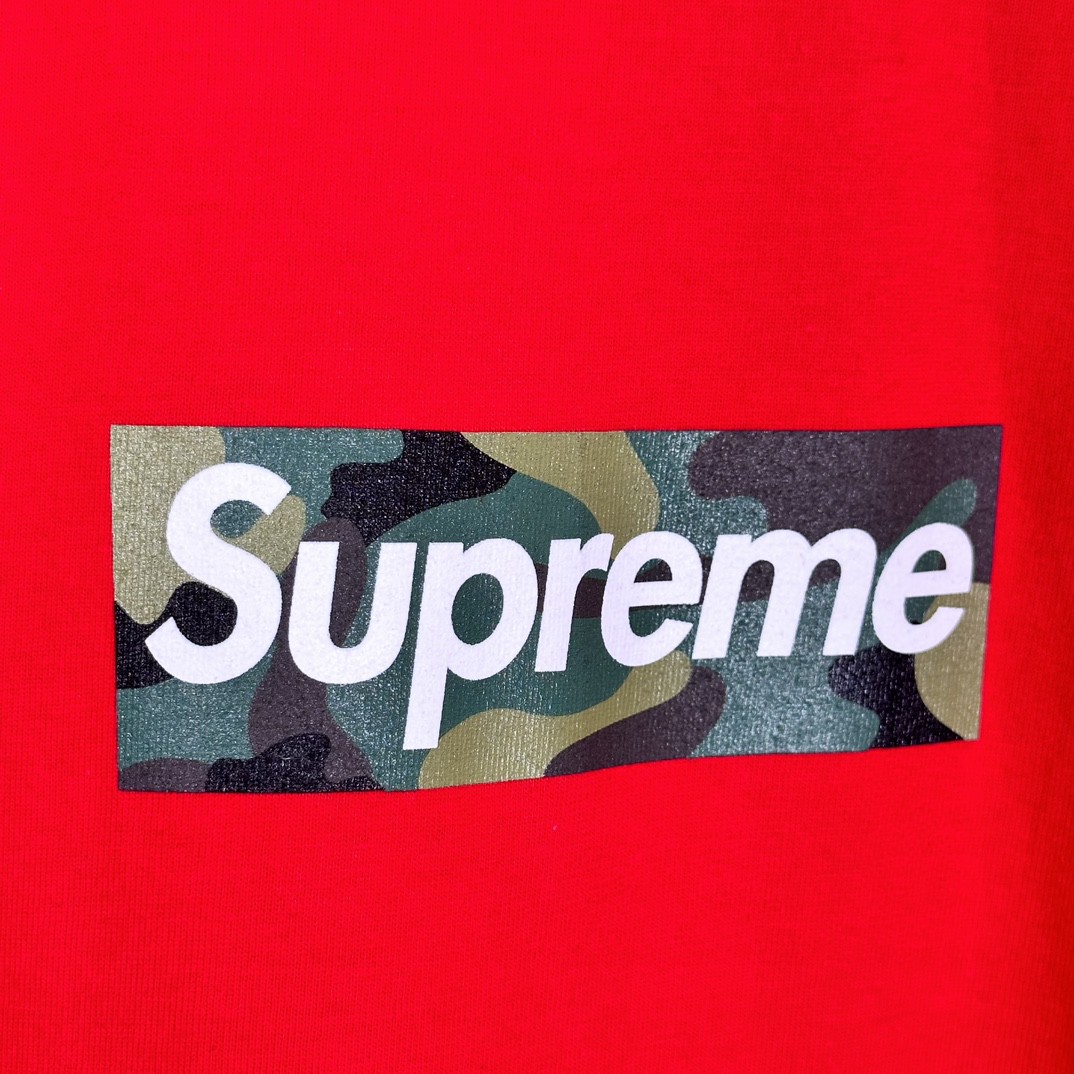 Supreme WEEK17 BOX LOGO TEE 迷彩字母印花 圆领 短袖 T恤 男女同款 红色 SUP-FW23-245