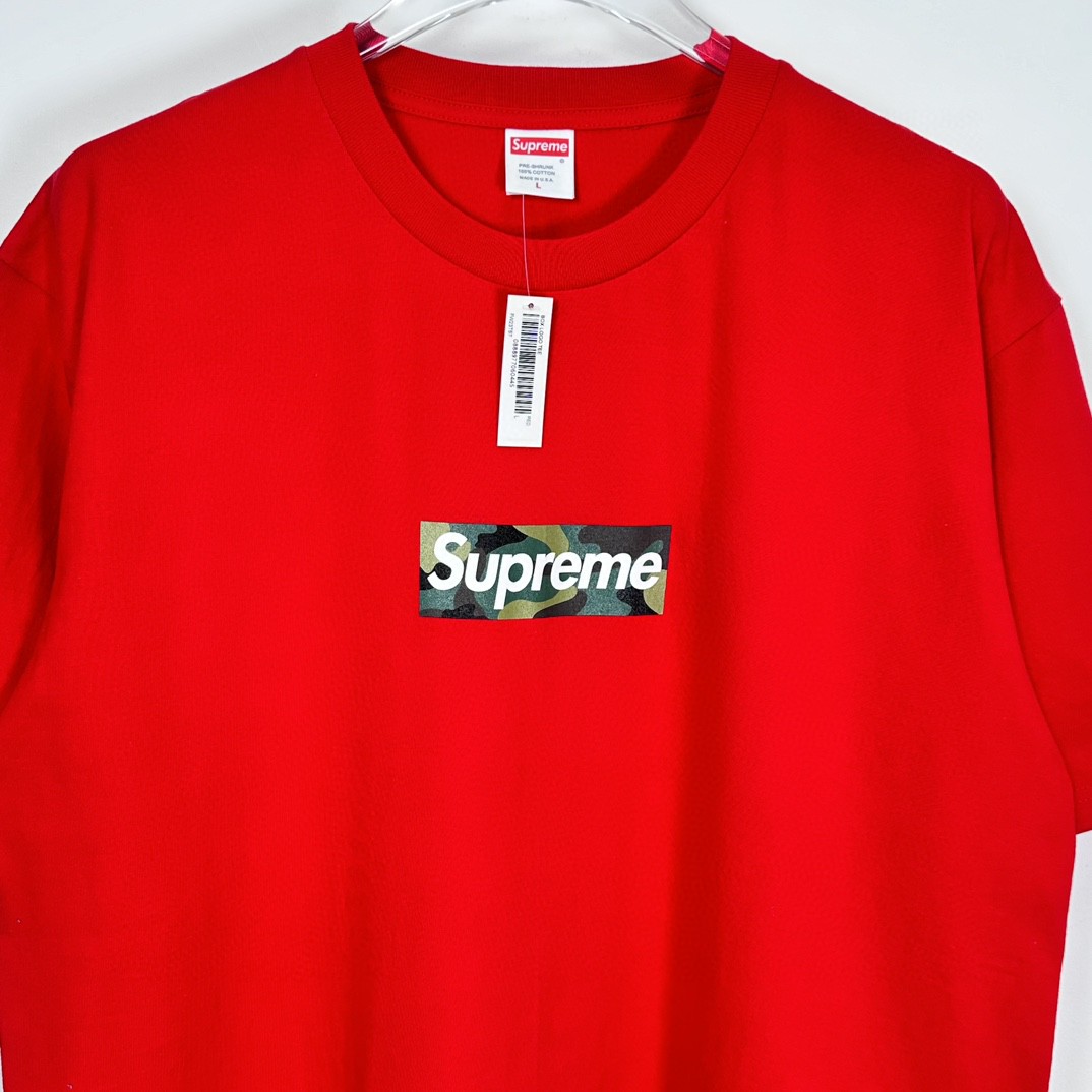 Supreme WEEK17 BOX LOGO TEE 迷彩字母印花 圆领 短袖 T恤 男女同款 红色 SUP-FW23-245