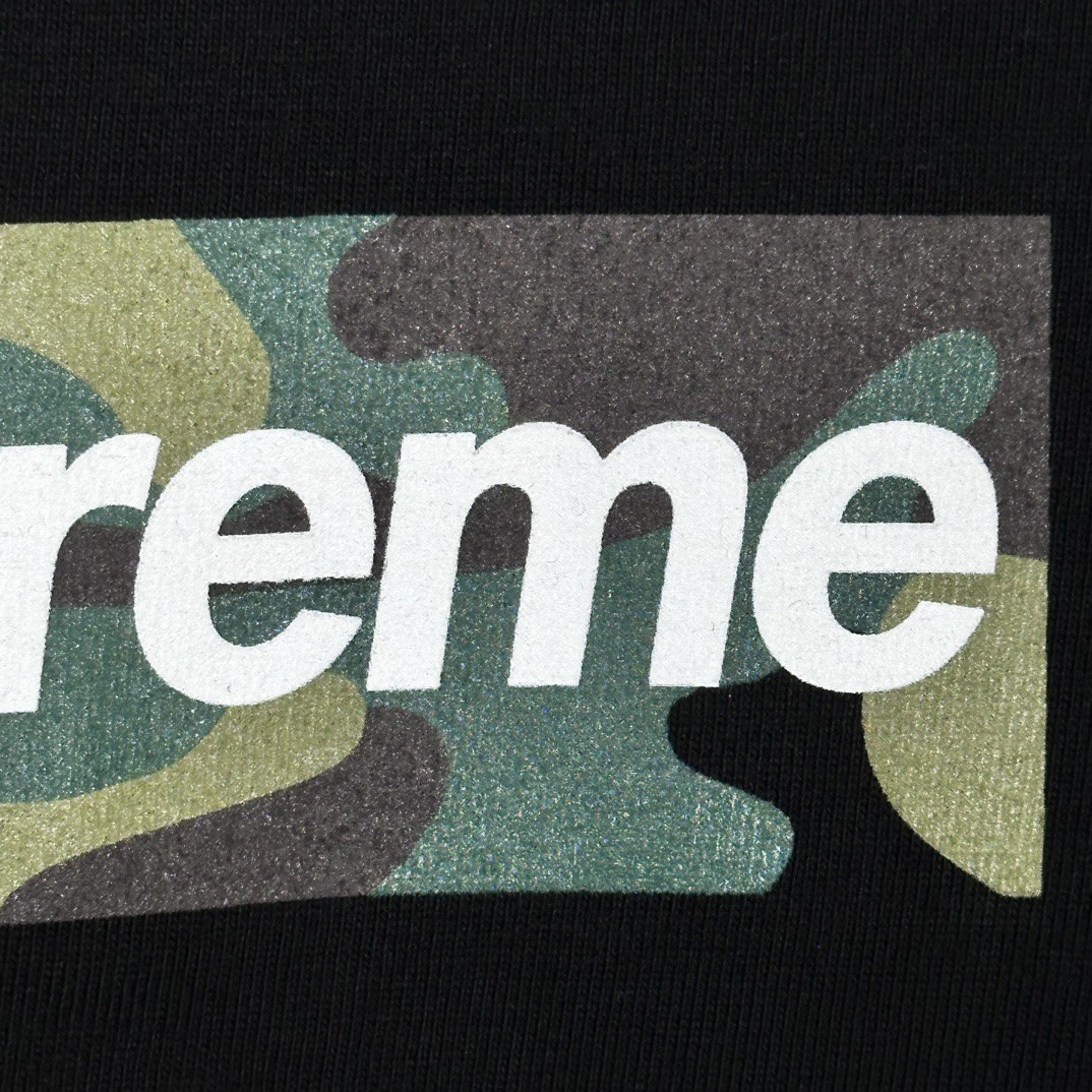 Supreme WEEK17 BOX LOGO TEE 迷彩字母印花 圆领 短袖 T恤 男女同款 黑色 SUP-FW23-245