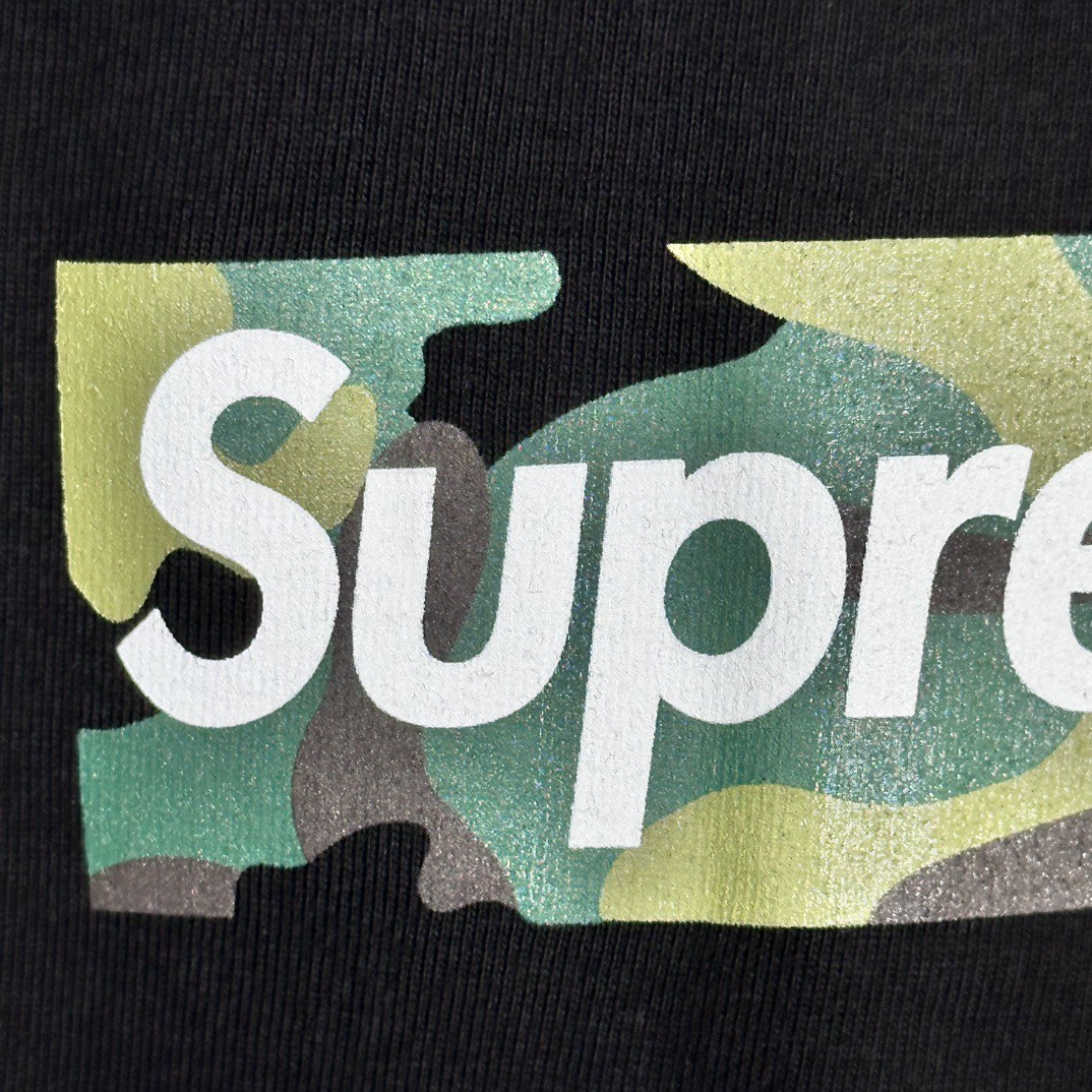 Supreme WEEK17 BOX LOGO TEE 迷彩字母印花 圆领 短袖 T恤 男女同款 黑色 SUP-FW23-245