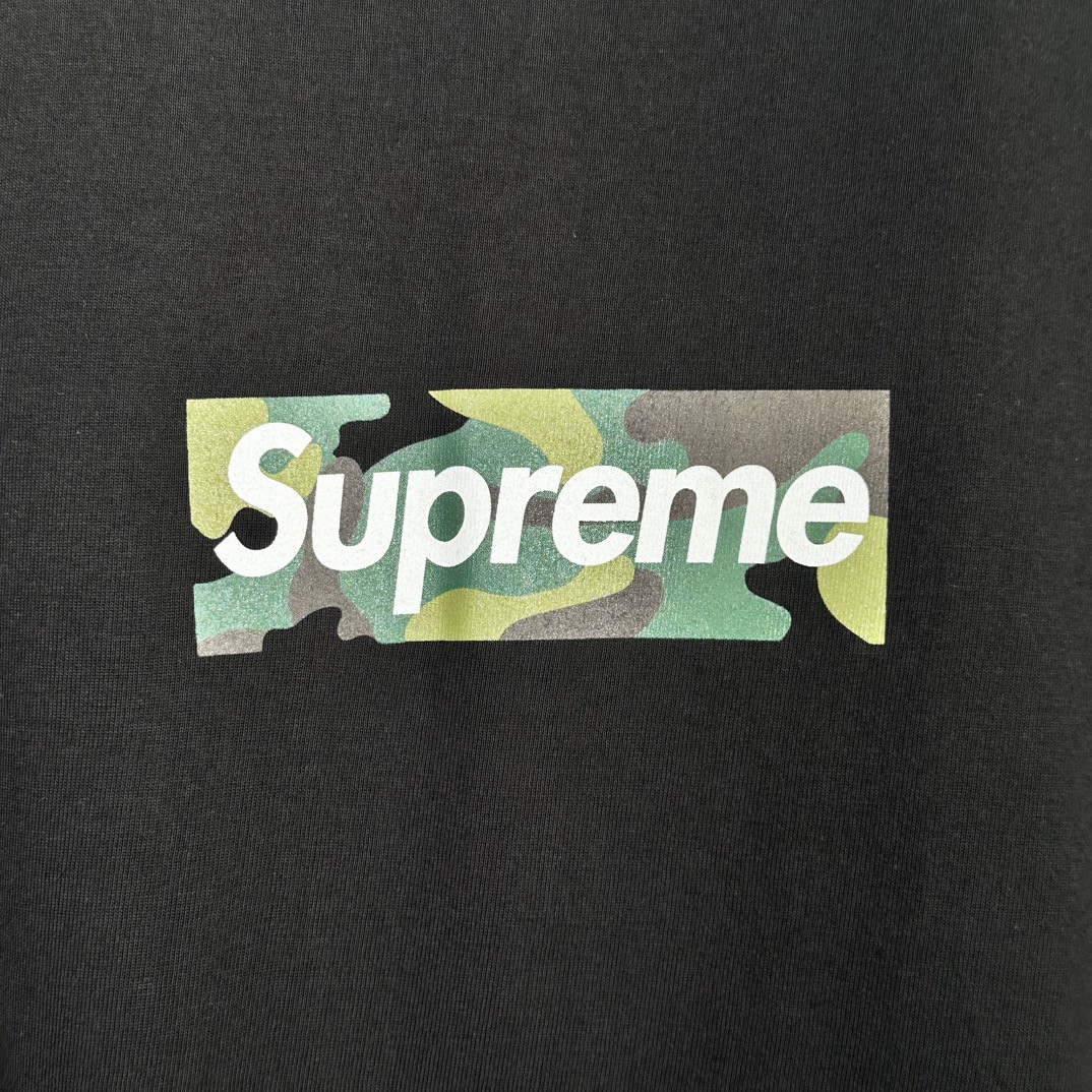 Supreme WEEK17 BOX LOGO TEE 迷彩字母印花 圆领 短袖 T恤 男女同款 黑色 SUP-FW23-245