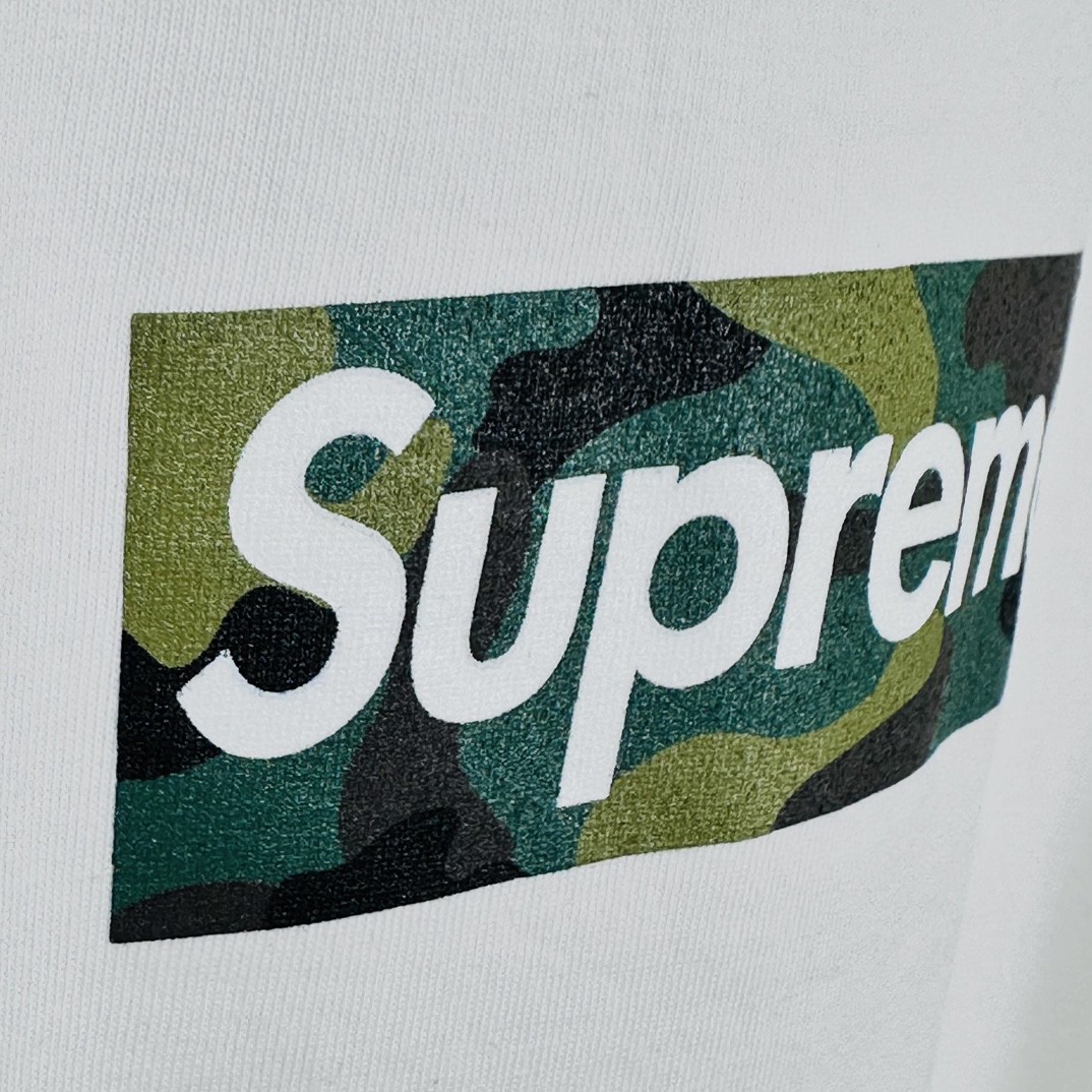 Supreme WEEK17 BOX LOGO TEE 迷彩字母印花 圆领 短袖 T恤 男女同款 白色 SUP-FW23-245