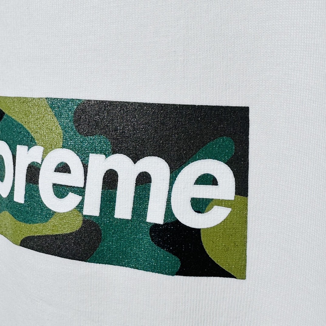 Supreme WEEK17 BOX LOGO TEE 迷彩字母印花 圆领 短袖 T恤 男女同款 白色 SUP-FW23-245