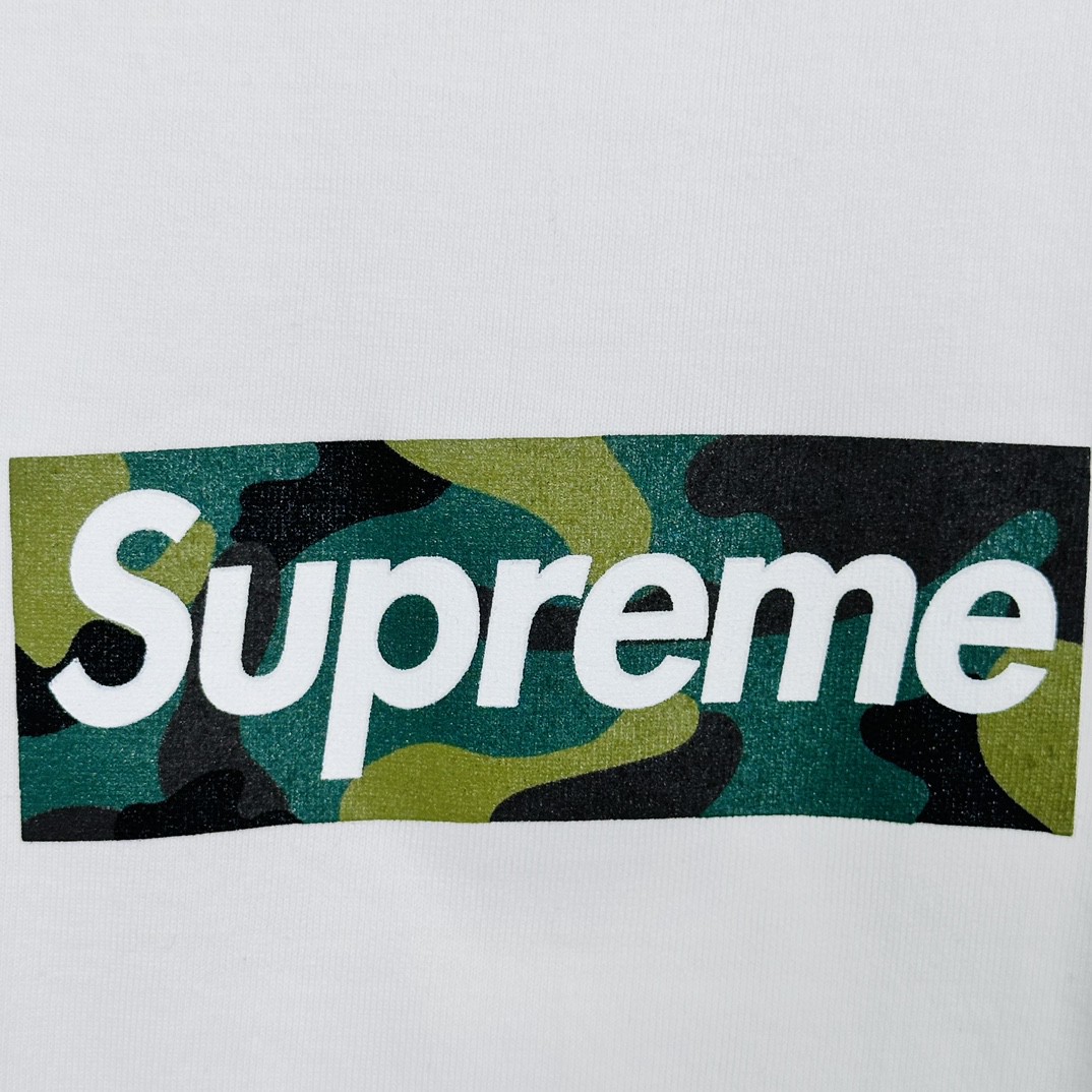 Supreme WEEK17 BOX LOGO TEE 迷彩字母印花 圆领 短袖 T恤 男女同款 白色 SUP-FW23-245