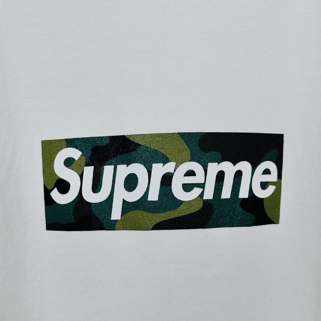 Supreme WEEK17 BOX LOGO TEE 迷彩字母印花 圆领 短袖 T恤 男女同款 白色 SUP-FW23-245