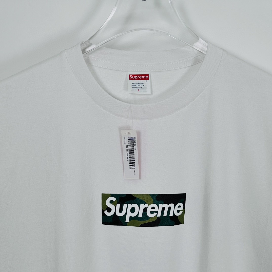 Supreme WEEK17 BOX LOGO TEE 迷彩字母印花 圆领 短袖 T恤 男女同款 白色 SUP-FW23-245