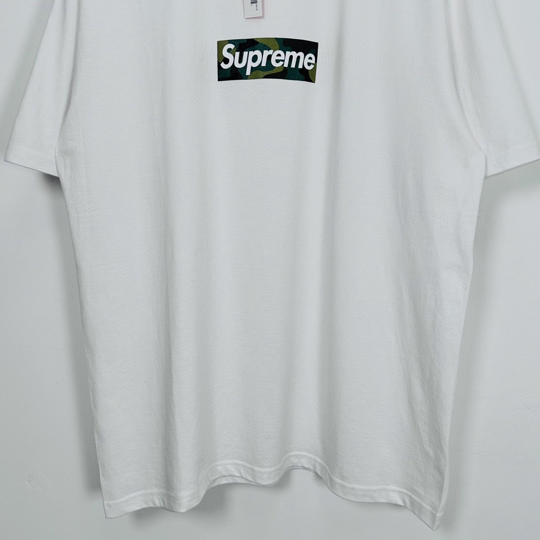 Supreme WEEK17 BOX LOGO TEE 迷彩字母印花 圆领 短袖 T恤 男女同款 白色 SUP-FW23-245