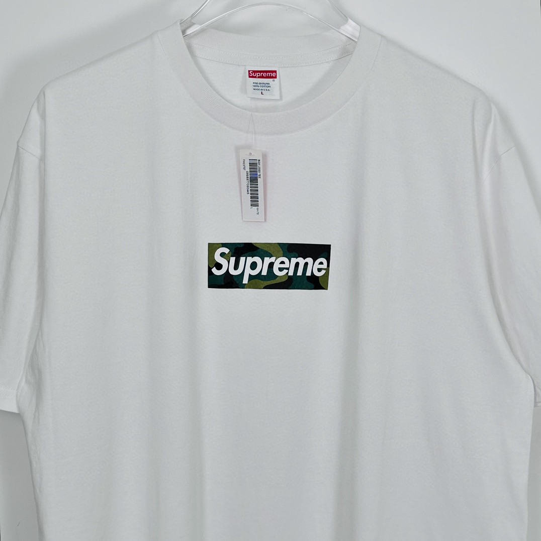 Supreme WEEK17 BOX LOGO TEE 迷彩字母印花 圆领 短袖 T恤 男女同款 白色 SUP-FW23-245