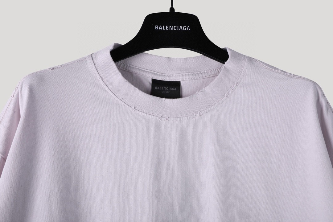 Balenciaga 巴黎世家 模糊字母Logo印花 圆领 短袖 T恤 夏季 白色