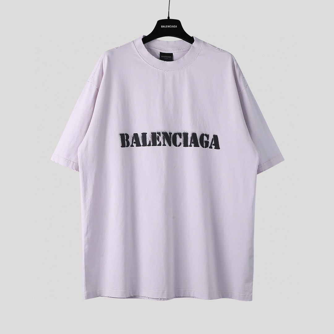 Balenciaga 巴黎世家 模糊字母Logo印花 圆领 短袖 T恤 夏季 白色