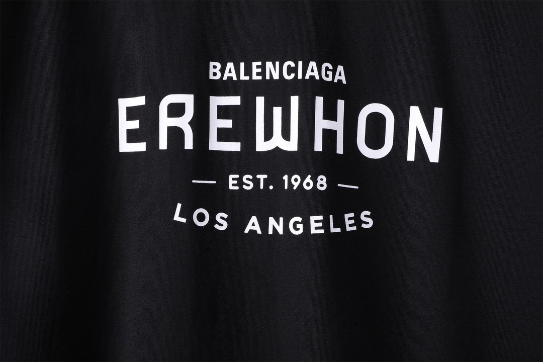 Balenciaga 巴黎世家 Erewhon 超市联名 字母Logo印花 圆领 短袖 T恤 夏季 黑色 