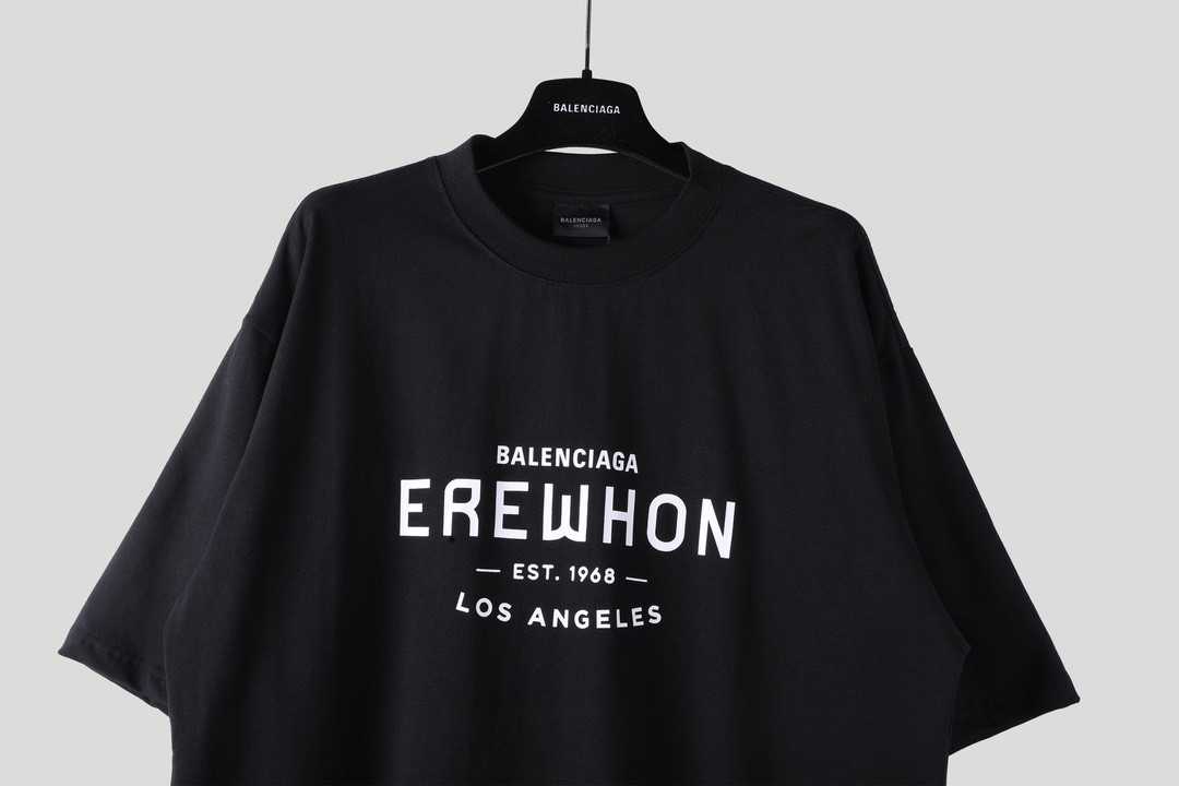 Balenciaga 巴黎世家 Erewhon 超市联名 字母Logo印花 圆领 短袖 T恤 夏季 黑色 