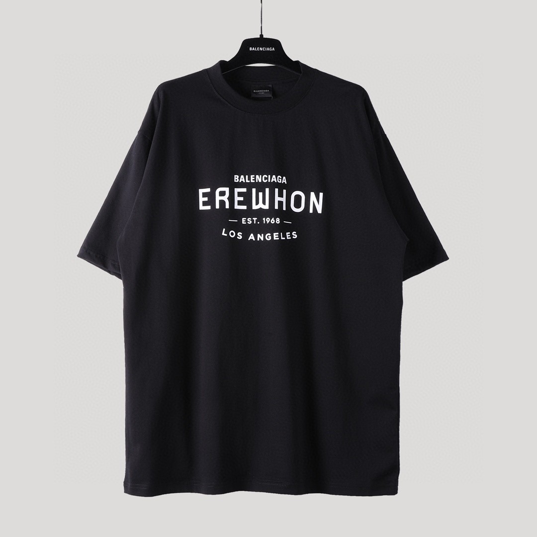 Balenciaga 巴黎世家 Erewhon 超市联名 字母Logo印花 圆领 短袖 T恤 夏季 黑色 