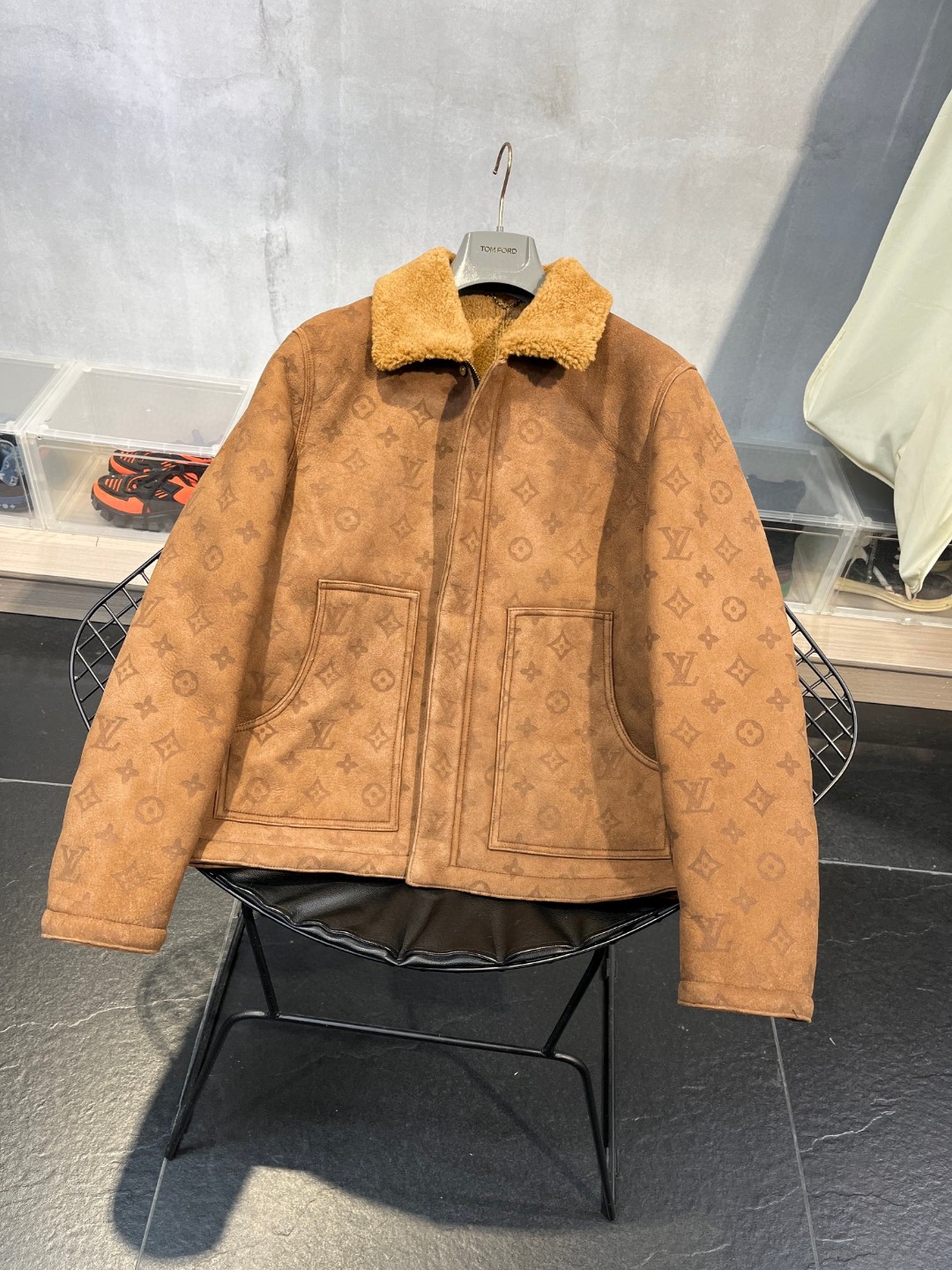 高定系列 LOUIS VUITTON 路易威登 Monogram 压纹羊毛 夹克  外套 长袖 棕色