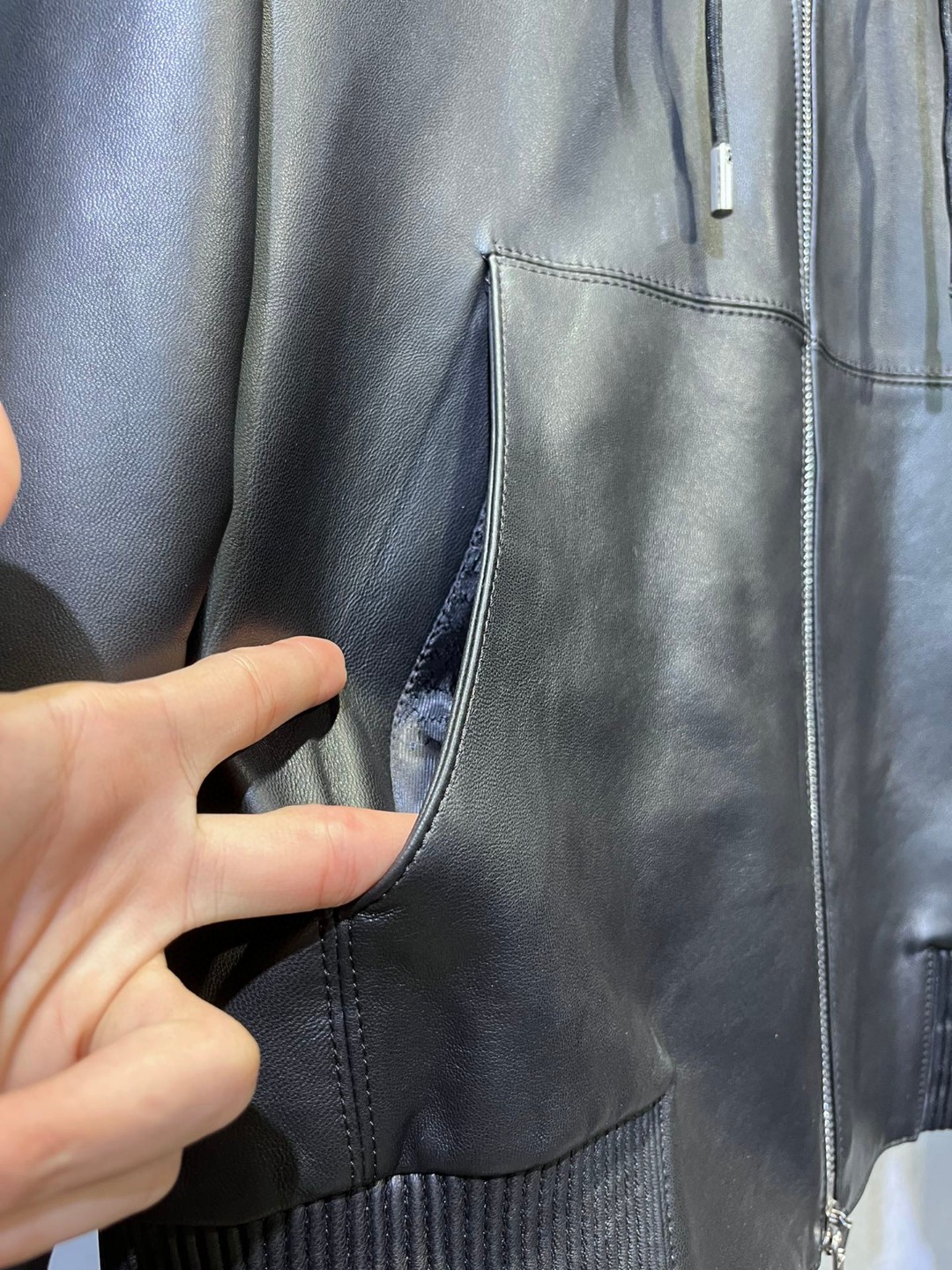 高定系列 Berluti 羊皮连帽夹克 皮衣 外套 长袖 黑色