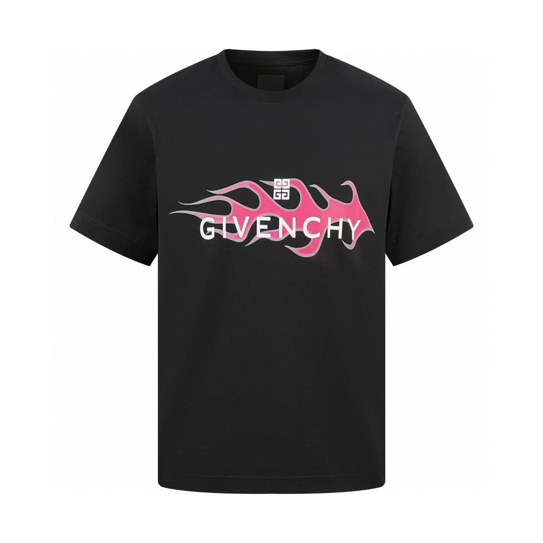 Givenchy 纪梵希 火焰字母logo印花 T恤 短袖 套头 夏款 黑色 BM716G3YGE-001