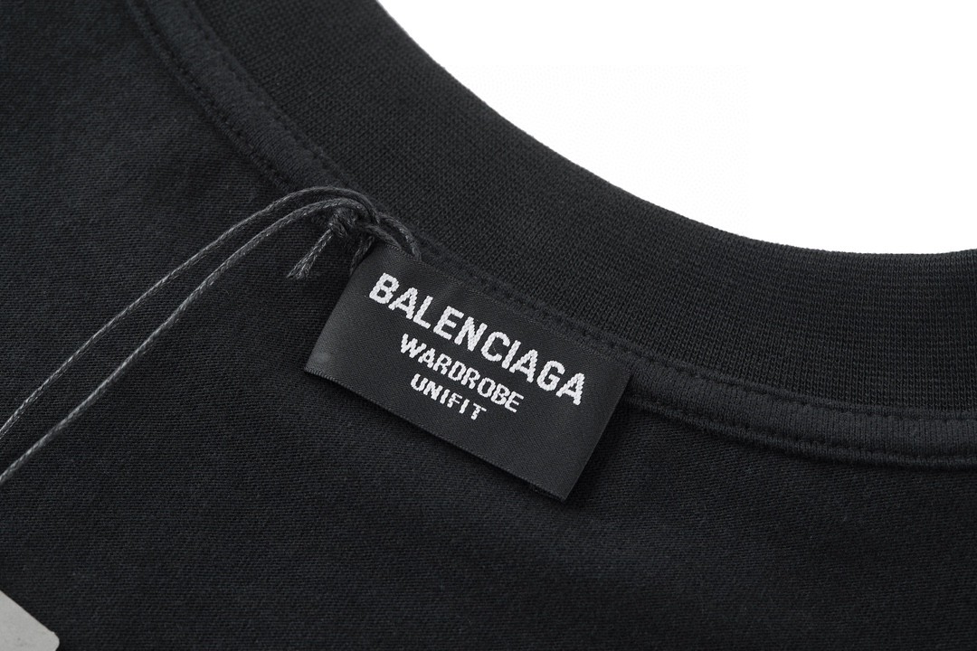 Balenciaga 巴黎世家 标语合集印花 圆领 短袖 T恤 夏季 黑色 712398TNVQ71070