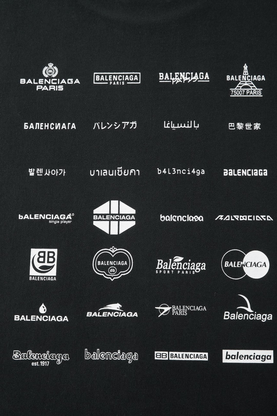 Balenciaga 巴黎世家 标语合集印花 圆领 短袖 T恤 夏季 黑色 712398TNVQ71070