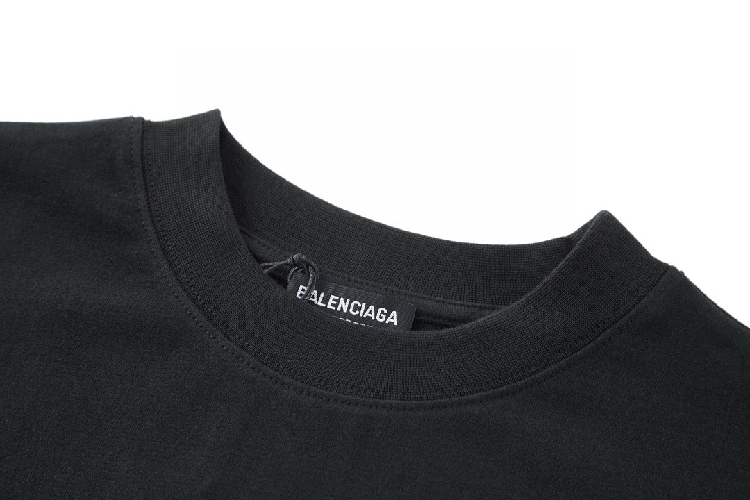 Balenciaga 巴黎世家 标语合集印花 圆领 短袖 T恤 夏季 黑色 712398TNVQ71070