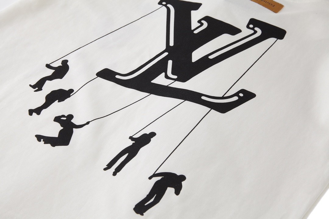 LOUIS VUITTON 伞兵图案印花 短袖 圆领 T 恤 上衣 夏款 白色 1A8P8U