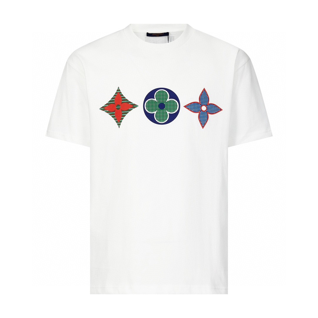 LOUIS VUITTON 路易威登 拼色 Monogram 印花 短袖 圆领 T 恤 上衣 夏款 白色 1A7WIC