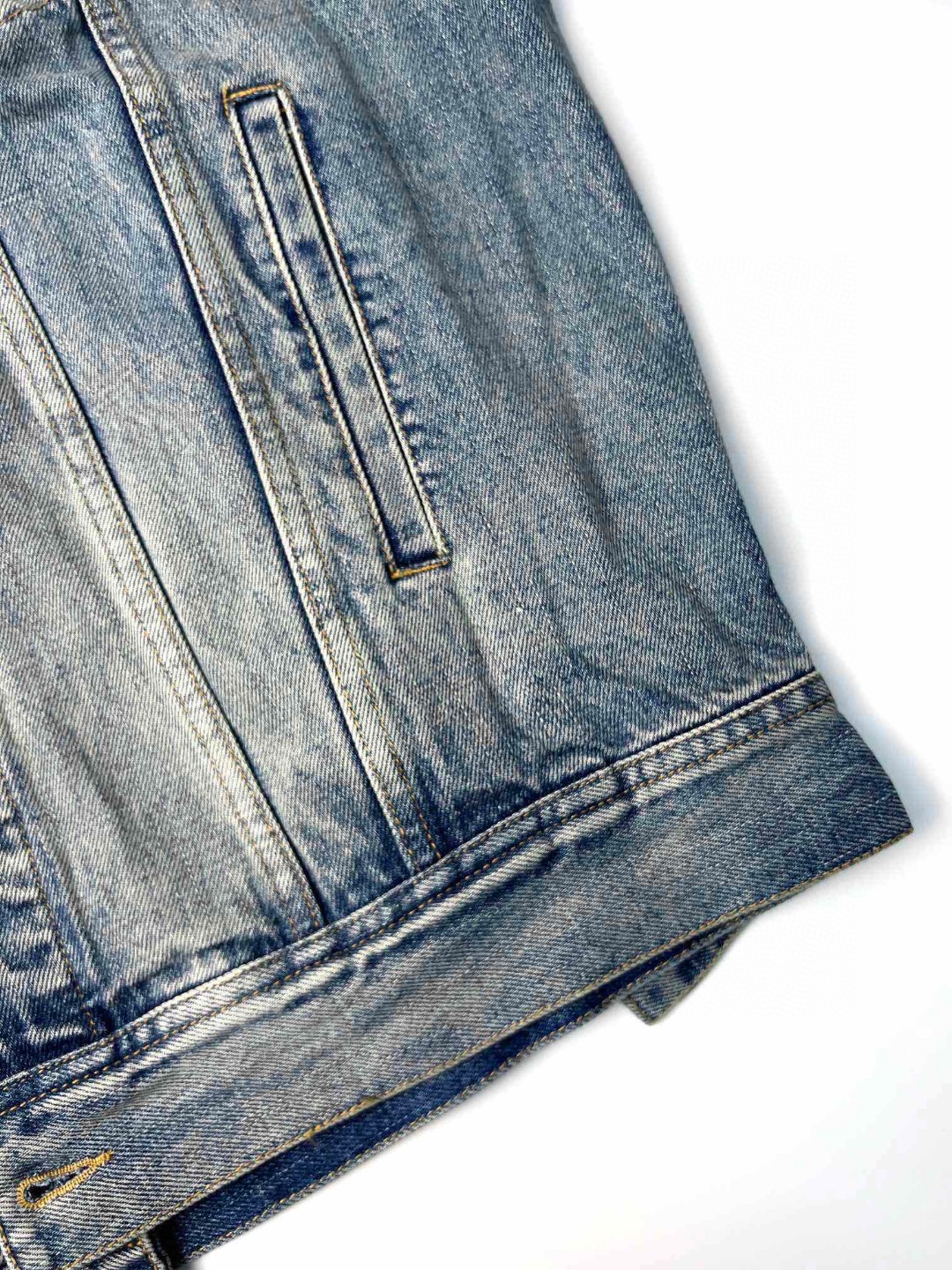 CELINE 赛琳 FW23 水洗单排扣连帽休闲牛仔外套 牛仔衣 长袖 外套 秋冬款 蓝色