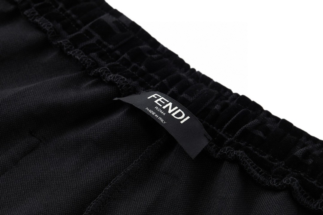 Fendi 芬迪 植绒老花 抽绳短裤 休闲裤 运动裤 黑色