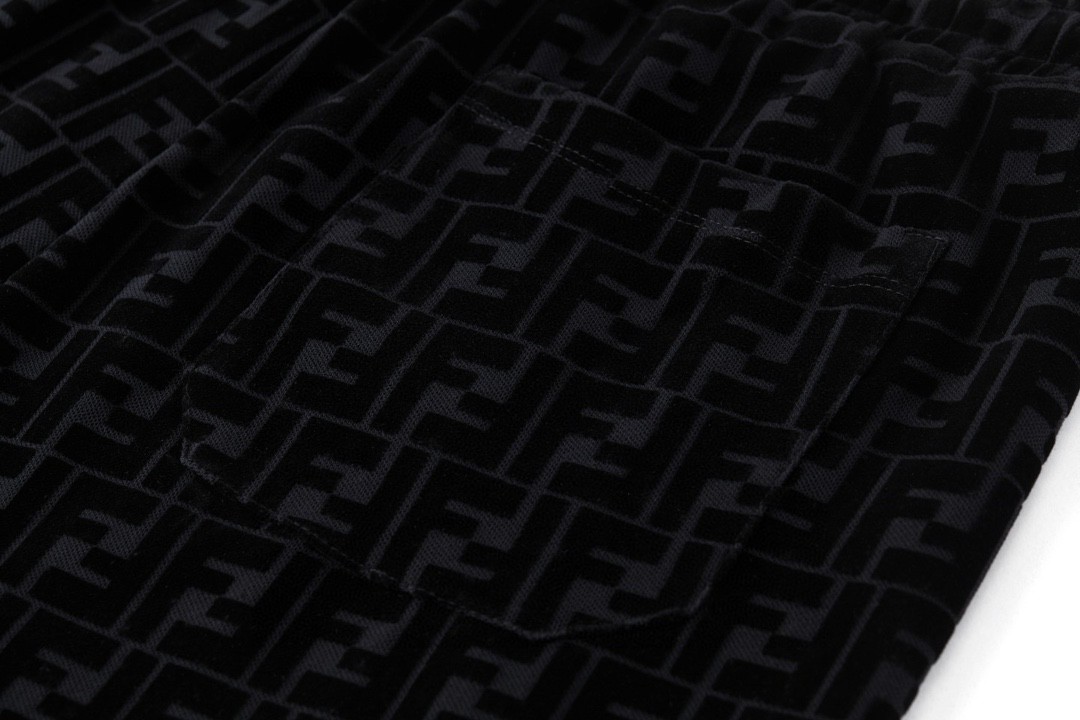 Fendi 芬迪 植绒老花 抽绳短裤 休闲裤 运动裤 黑色