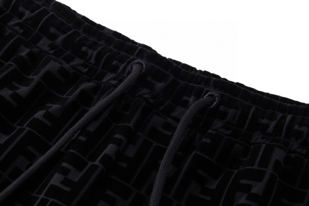 Fendi 芬迪 植绒老花 抽绳短裤 休闲裤 运动裤 黑色