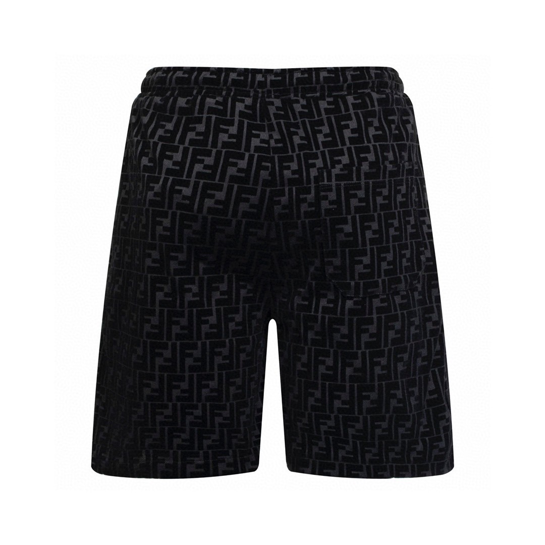 Fendi 芬迪 植绒老花 抽绳短裤 休闲裤 运动裤 黑色