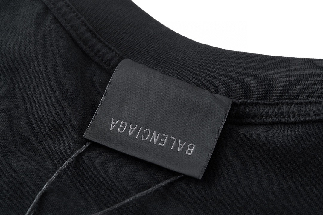 Balenciaga 巴黎世家 拍立得巴黎铁塔图案印花 圆领 短袖 T恤 夏季 黑色 744439TOVC51055