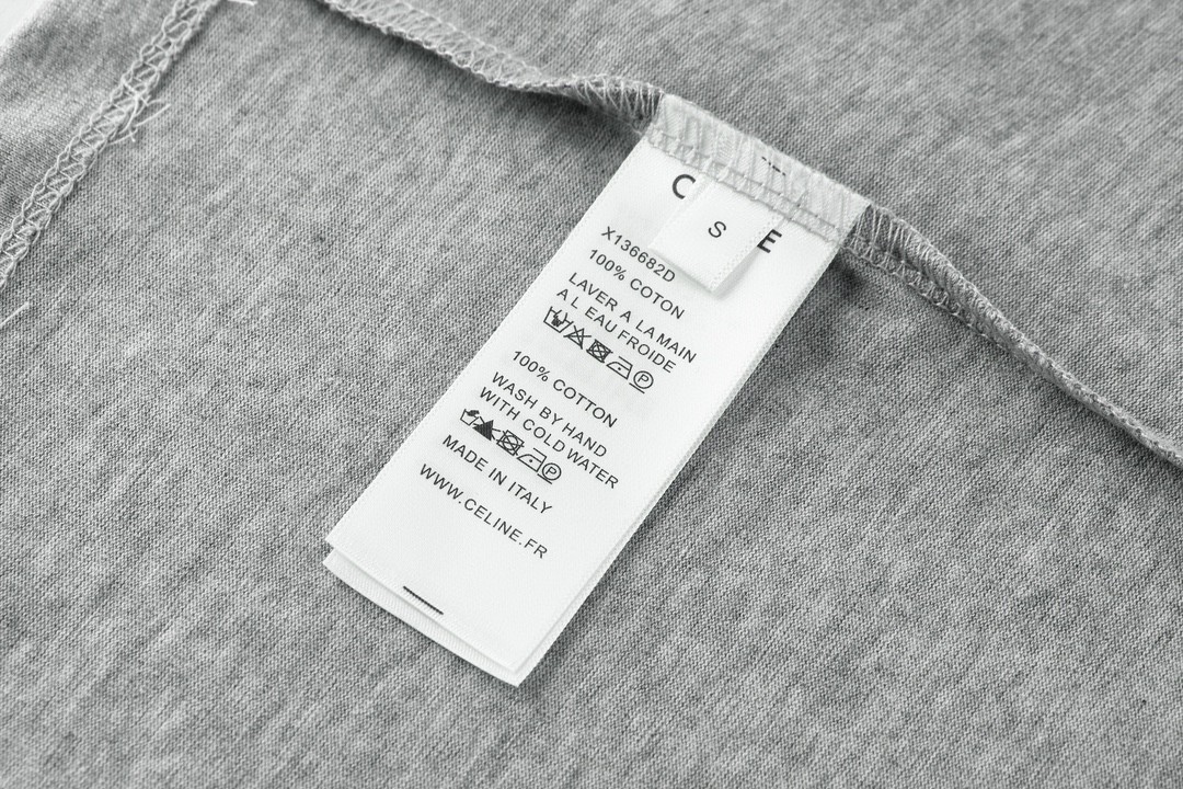 CELINE 赛琳 纯色刺绣徽标 T恤 圆领 短袖 夏款 男女同款 灰色 2X04I671Q-09MO