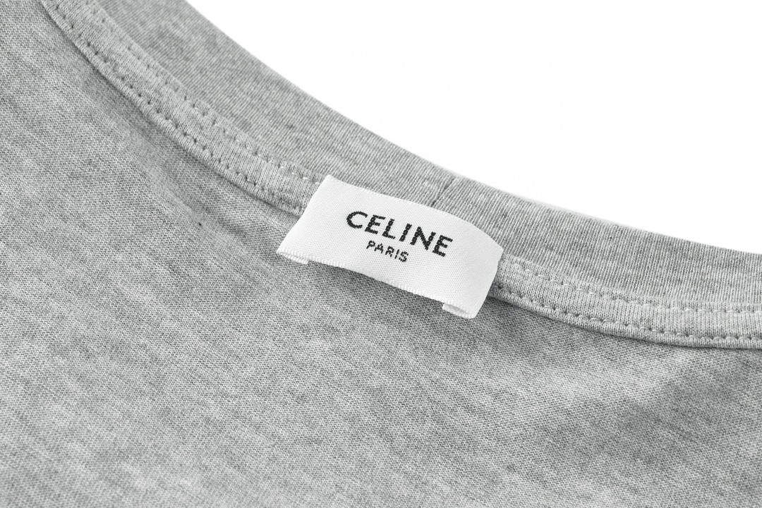 CELINE 赛琳 纯色刺绣徽标 T恤 圆领 短袖 夏款 男女同款 灰色 2X04I671Q-09MO